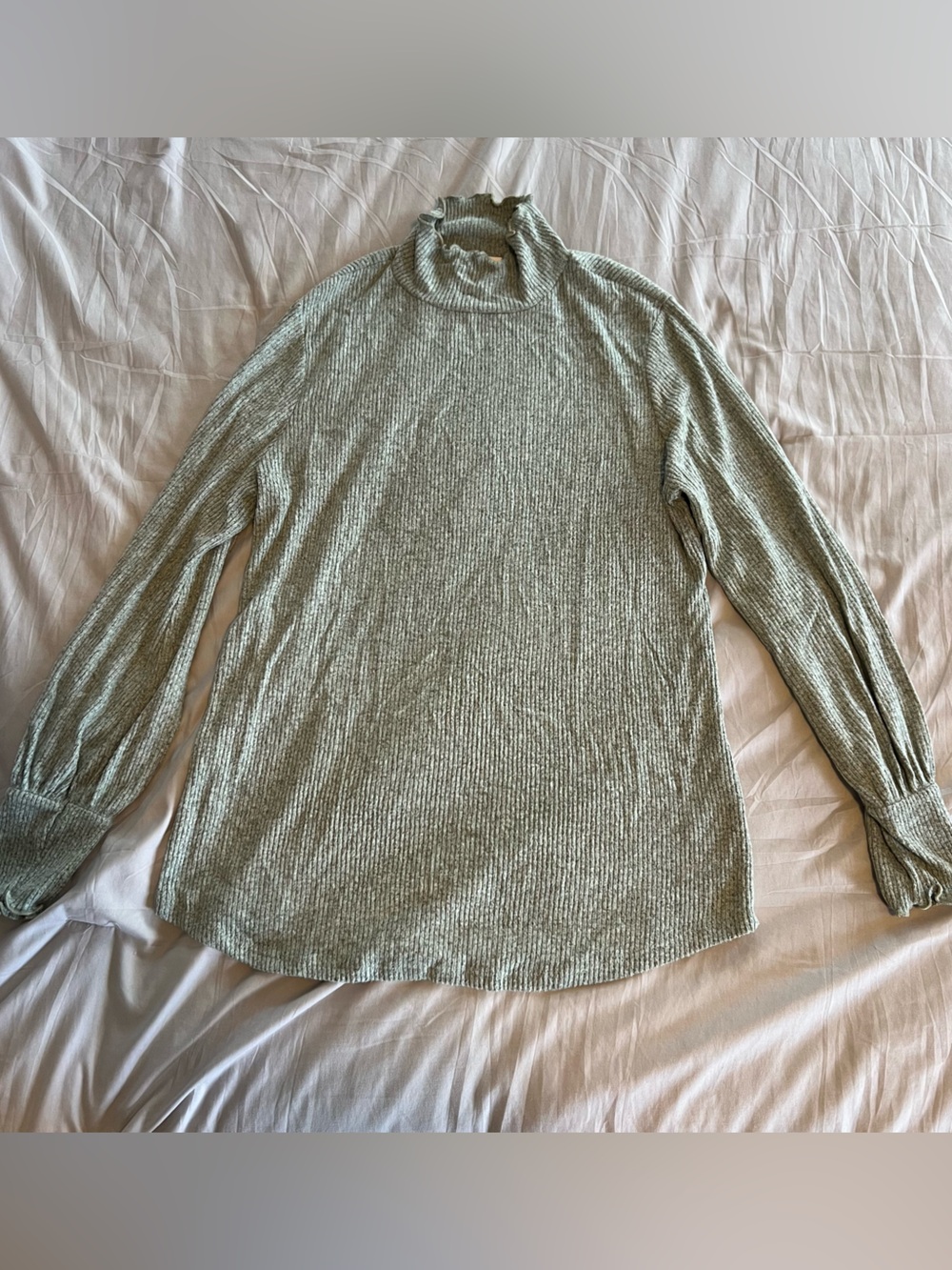 Maternity Hello MIZ Light Sage Ribbed Turtleneck Sweater